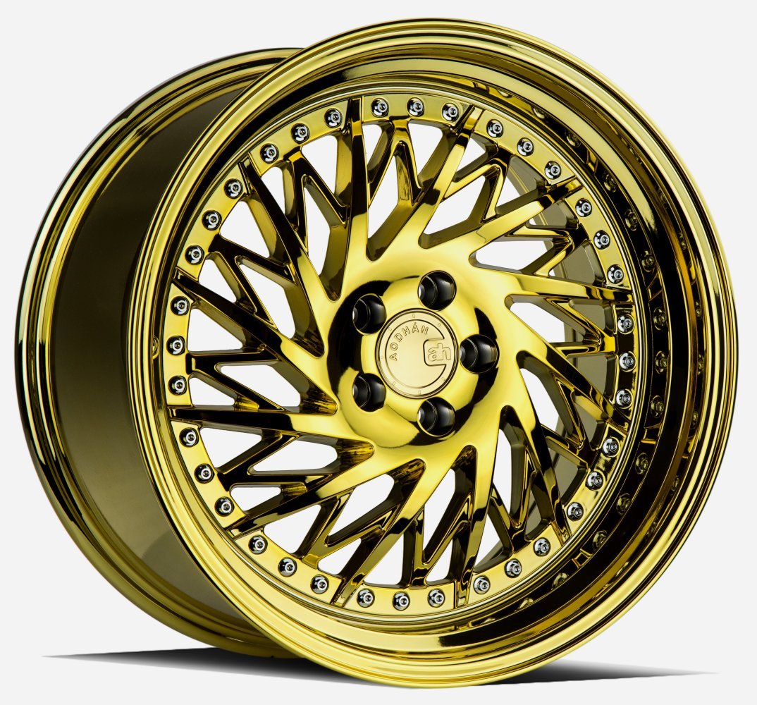 Aodhan DS03 Gold Vacuum w/ Chrome Rivets Wheels | Element Wheels
