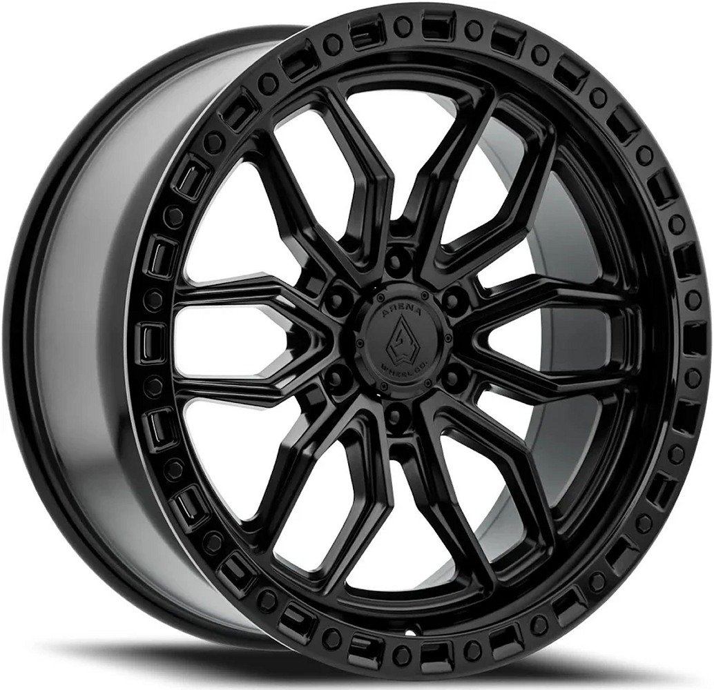 20x9 arena a109 hustle satin black w/ gloss black lip (6-lug