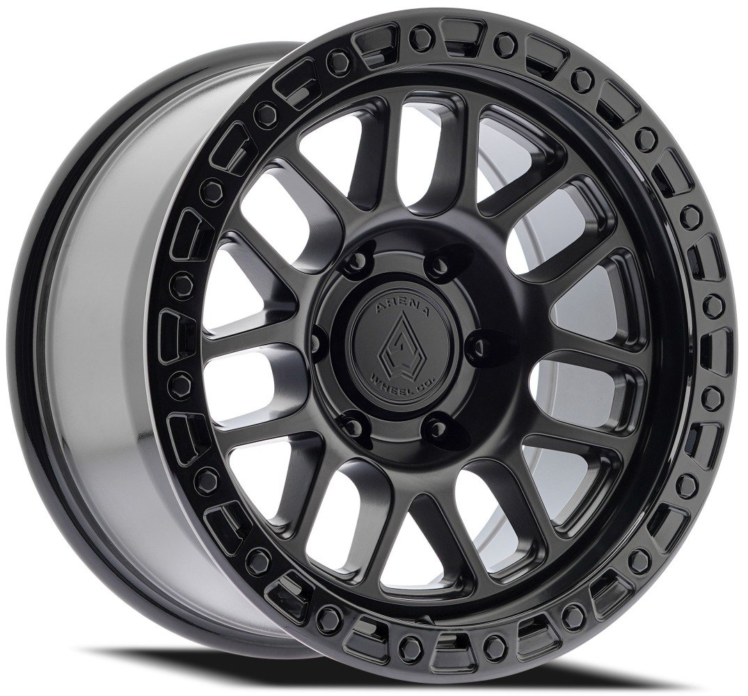 17x8.5 arena a119 boost satin black w/ gloss black lip 6x139.7/5.5
