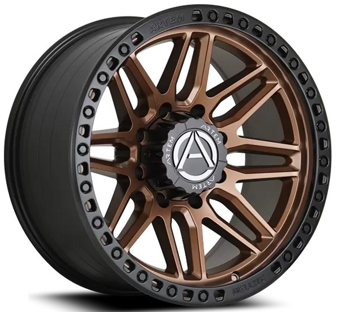 20x10 artem off-road ab1 grimlock satin bronze w/ satin black lip