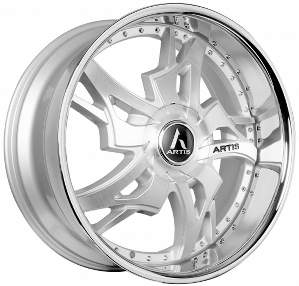 26x9 artis laredo xl silver machined w/ stainless steel chrome lip