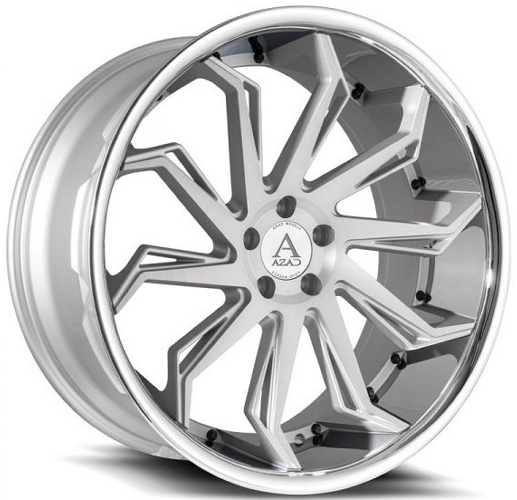 20x9 azad az1101 brushed silver w/ chrome stainless steel lip