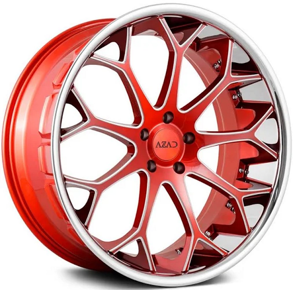 24x9 azad az99 brushed red milled & chrome stainless steel lip