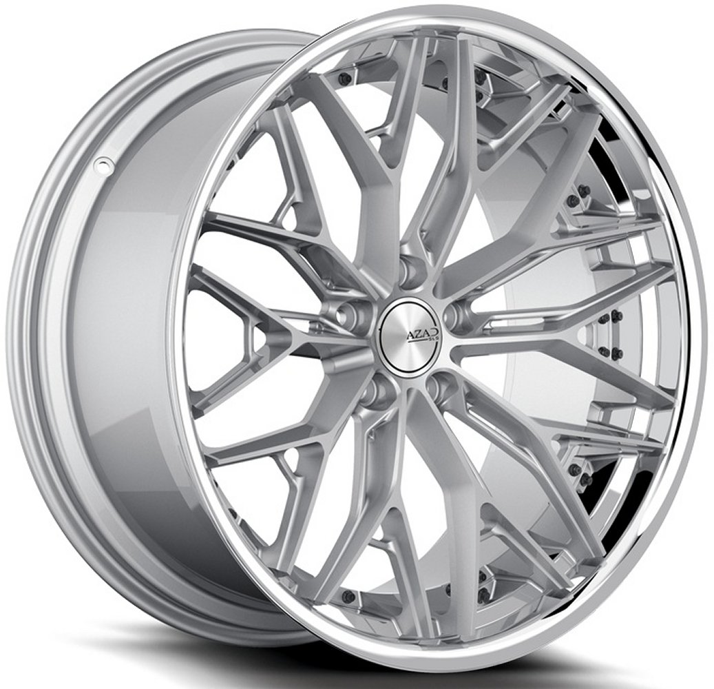 22x9 azad azsls1.0 silver brushed w/ chrome stainless steel lip