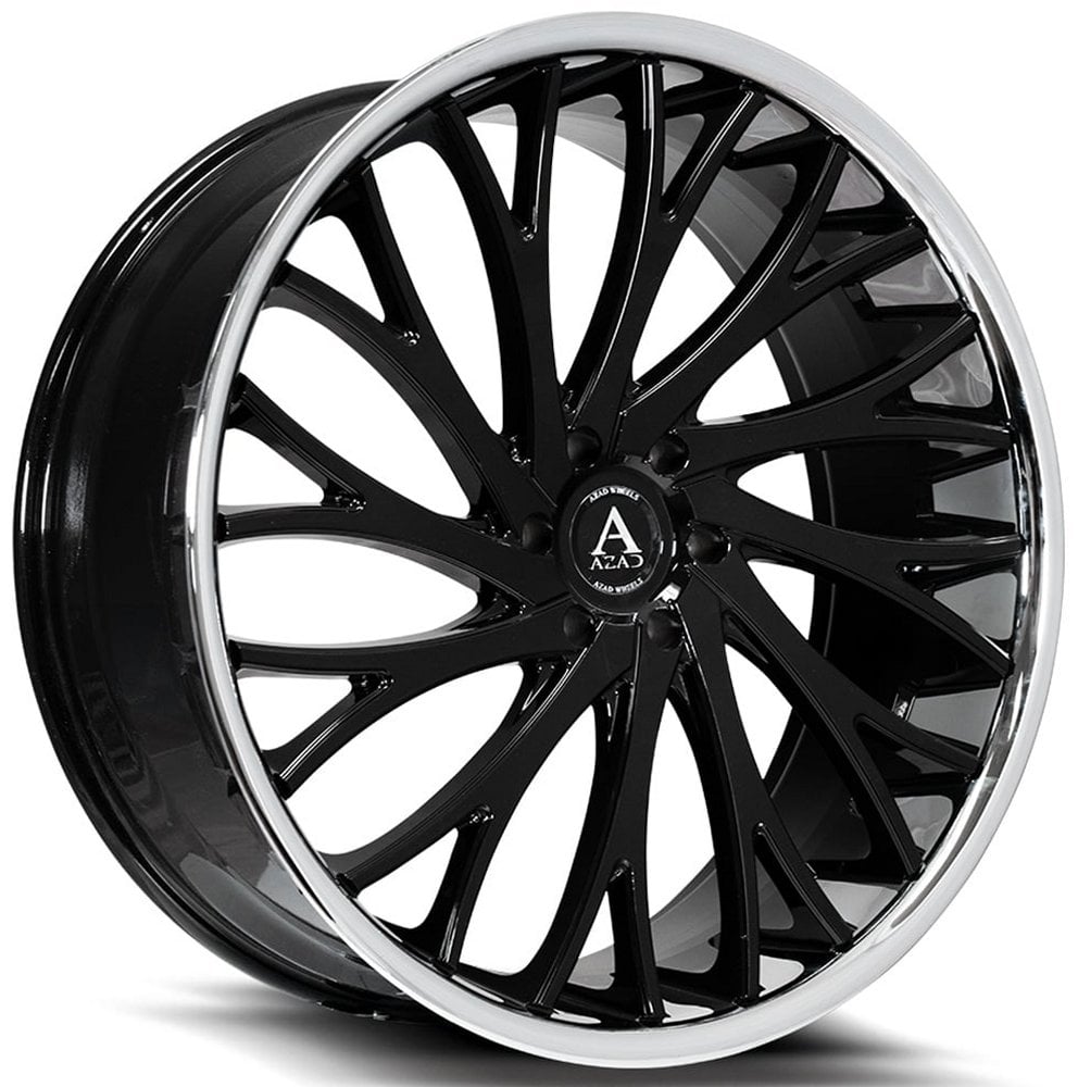 AZAD AZV01 Gloss Black w/ Stainless Steel Chrome Lip Wheels