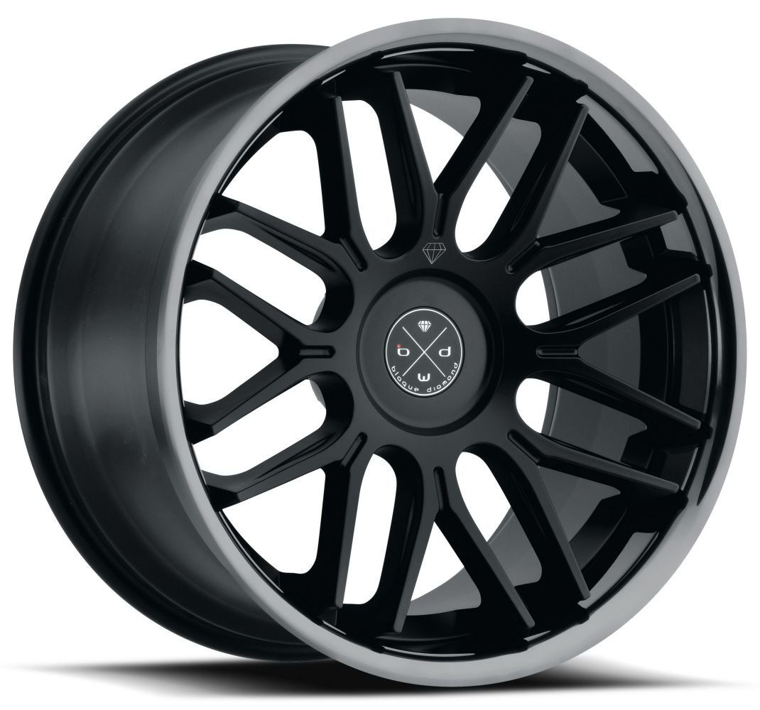20x9 blaque diamond bd-27 satin black w/ black chrome stainless