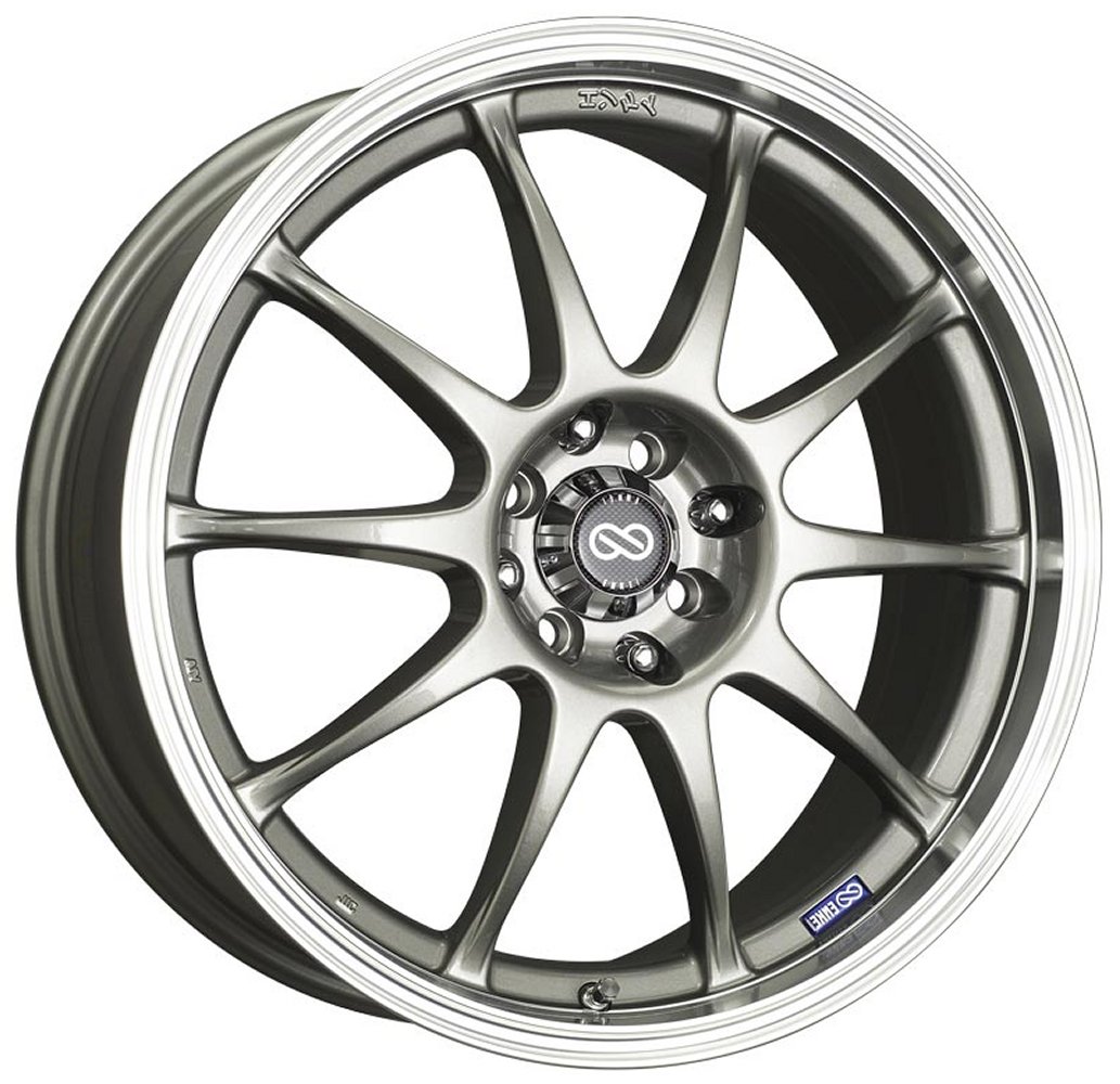 18x7.5 enkei j10 silver w/ machined lip 4x100 5x4.25/108 42mm