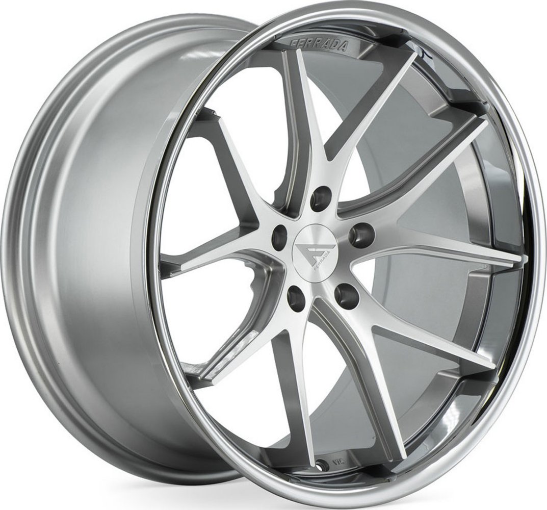 FAITH ラメラーモード ×2 20x9 ferrada fr2 machine silver w/ chrome lip 5x115 15mm Wheels