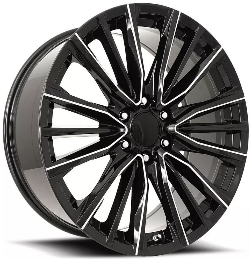22x9 platinum v replica wheel gloss black ball milled fr205 6x5.5