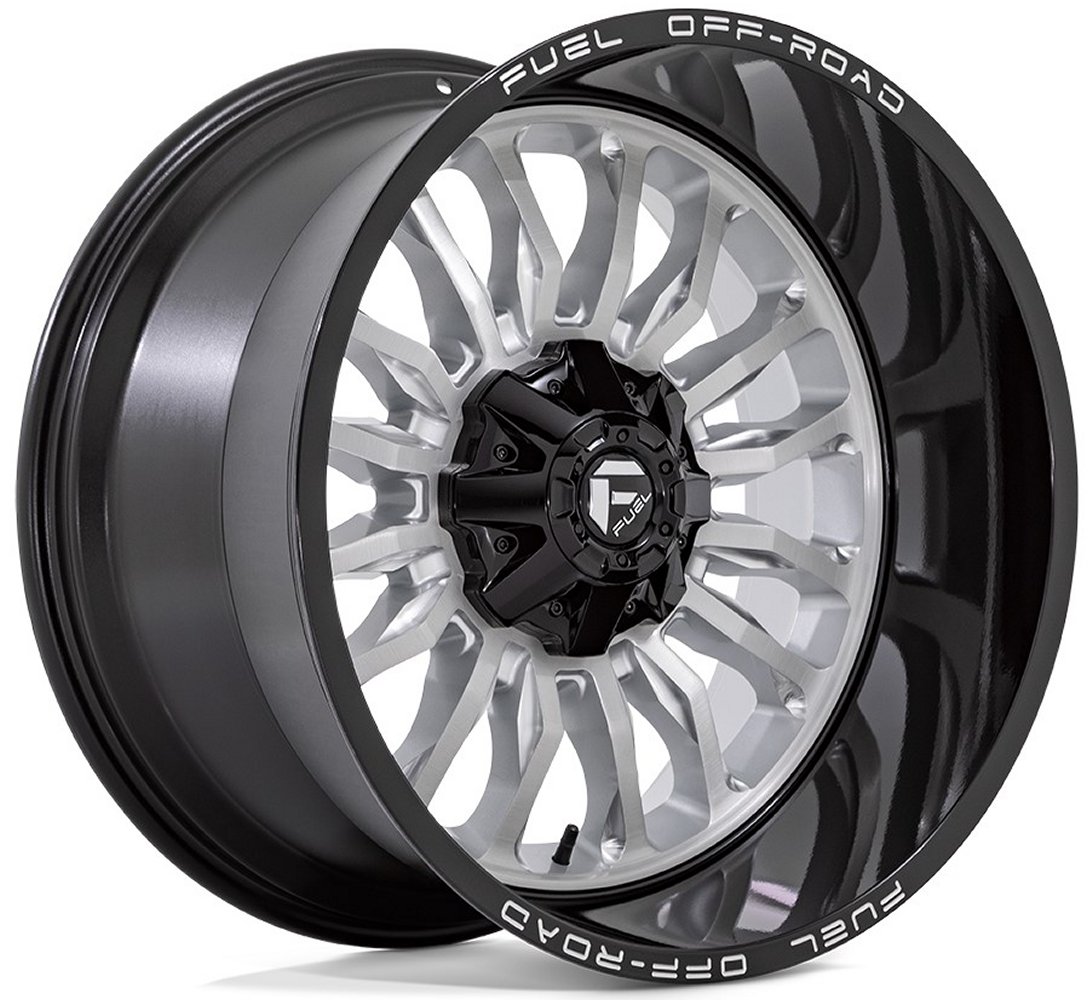 20x9 fuel off-road arc silver brushed w/ milled black lip d798 5x5