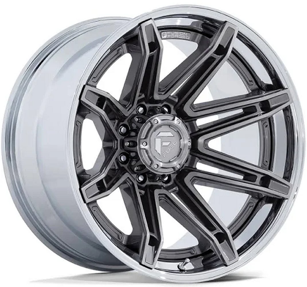 20x10 fuel off-road brawl platinum w/ chrome lip fc401 8x170 -18mm