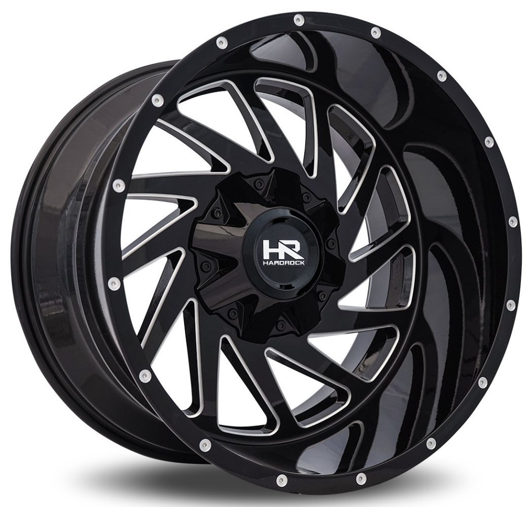 20x10 hardrock off-road h704 crusher gloss black milled 5x5/127