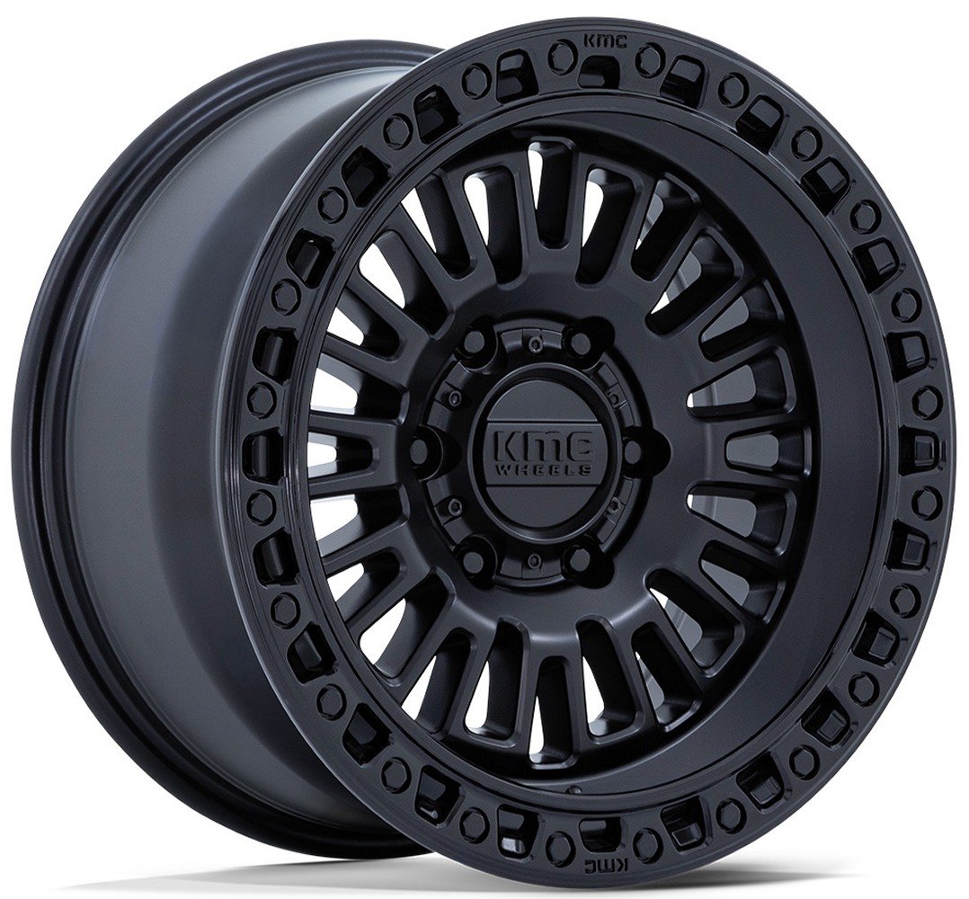 KMC KM554 Aztec Matte Black w/ Gloss Black Lip Wheels | Element Wheels