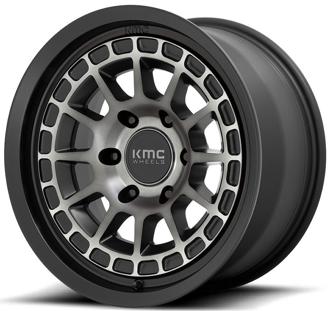 17x8.5 kmc km719 canyon satin black w/ gray tint 5x5/127 0mm