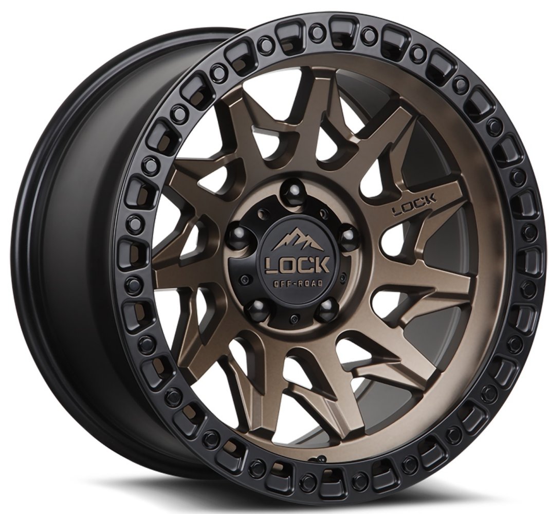 20x9 lock off-road lunatic matte bronze w/ matte black ring 8x6.5