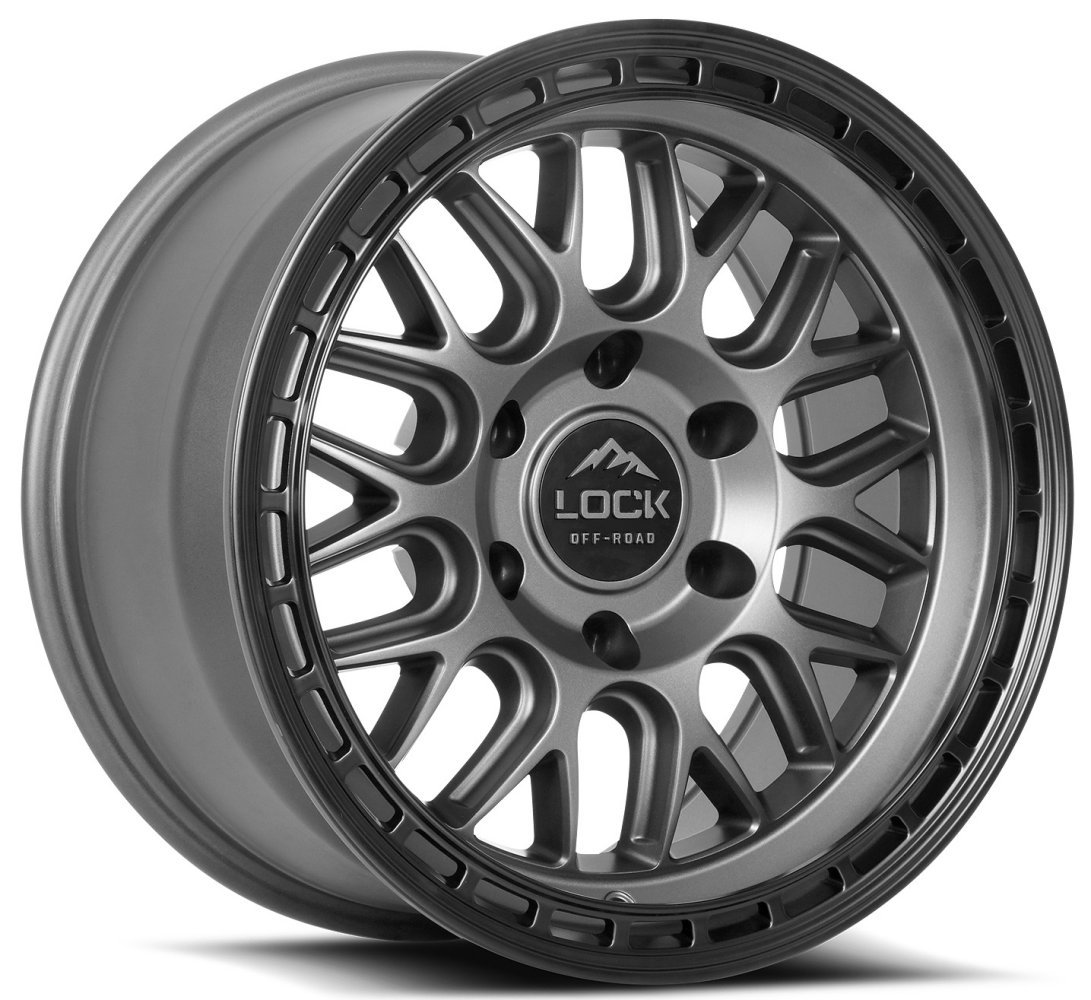 銀鹿 17x9 lock off-road onyx matte grey w/ matte black ring 6x5.5/139.7