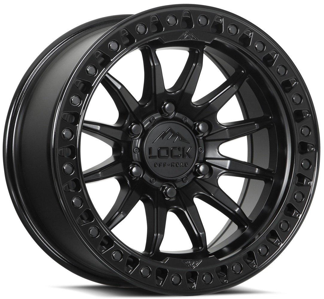 20x10 lock off-road trail matte black w/ gloss black ring 6x135