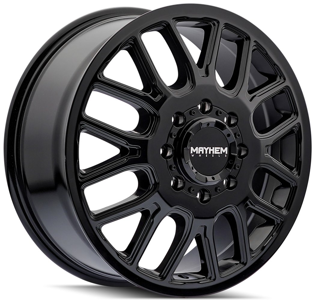 20x8.25 mayhem cogent dually front 8107d gloss black 8x6.5/165 115mm ...