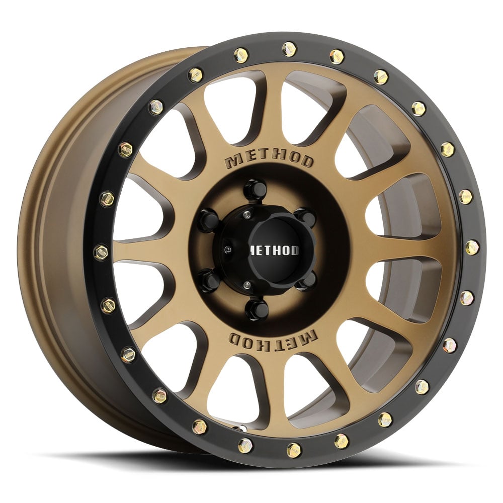 16x8 method race mr305 nv bronze w/ matte black street lock lip