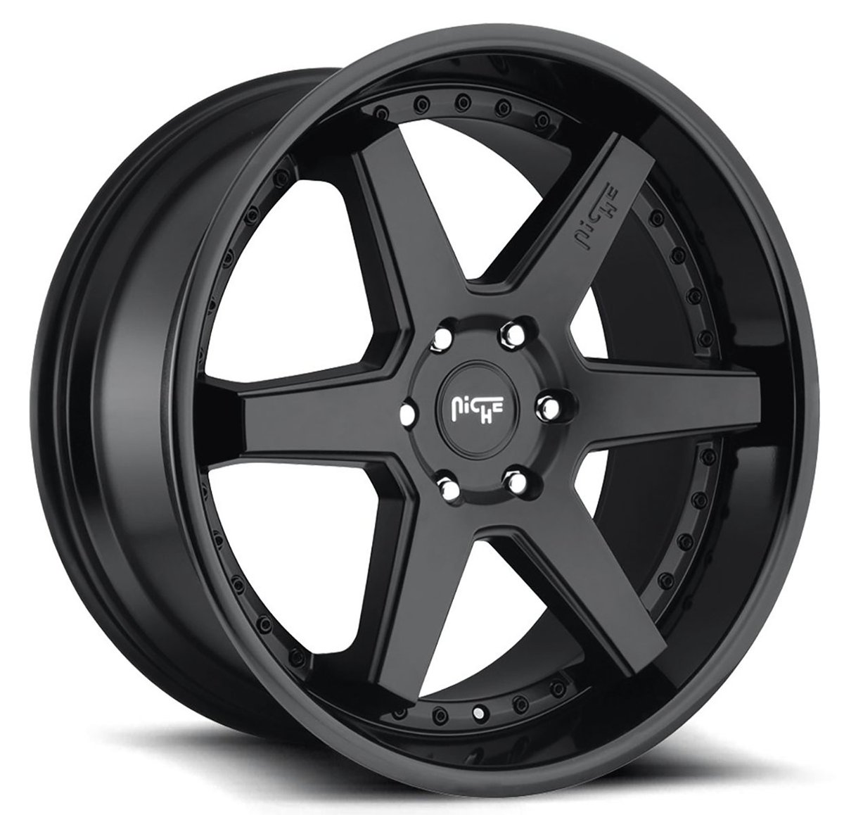 18x8.5 niche altair satin black w/ gloss black m192 5x4.25/108