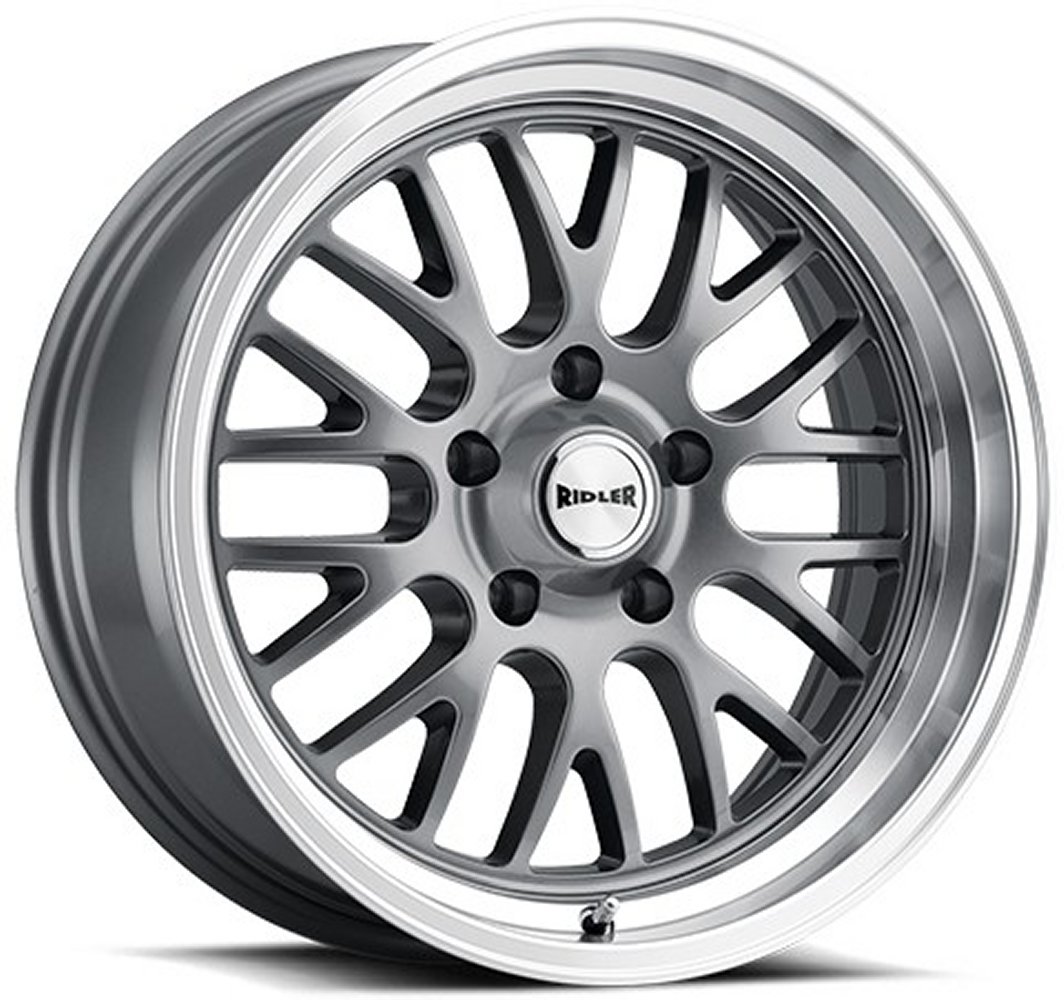 20x8.5 ridler 607 grey w/ machined lip 5x5/127 0mm Wheels