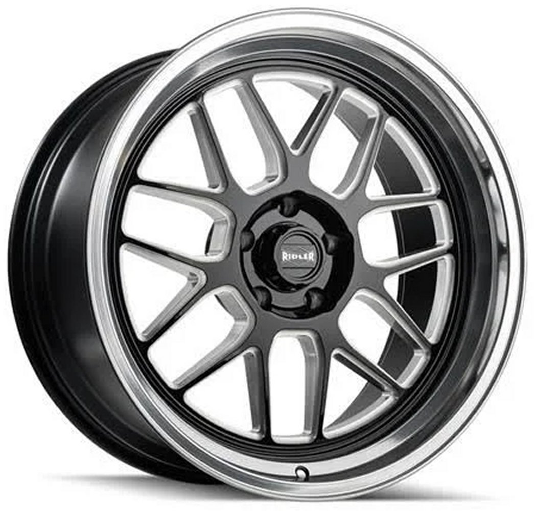 clearance - no returns) 18x8 ridler 611 gloss black milled w