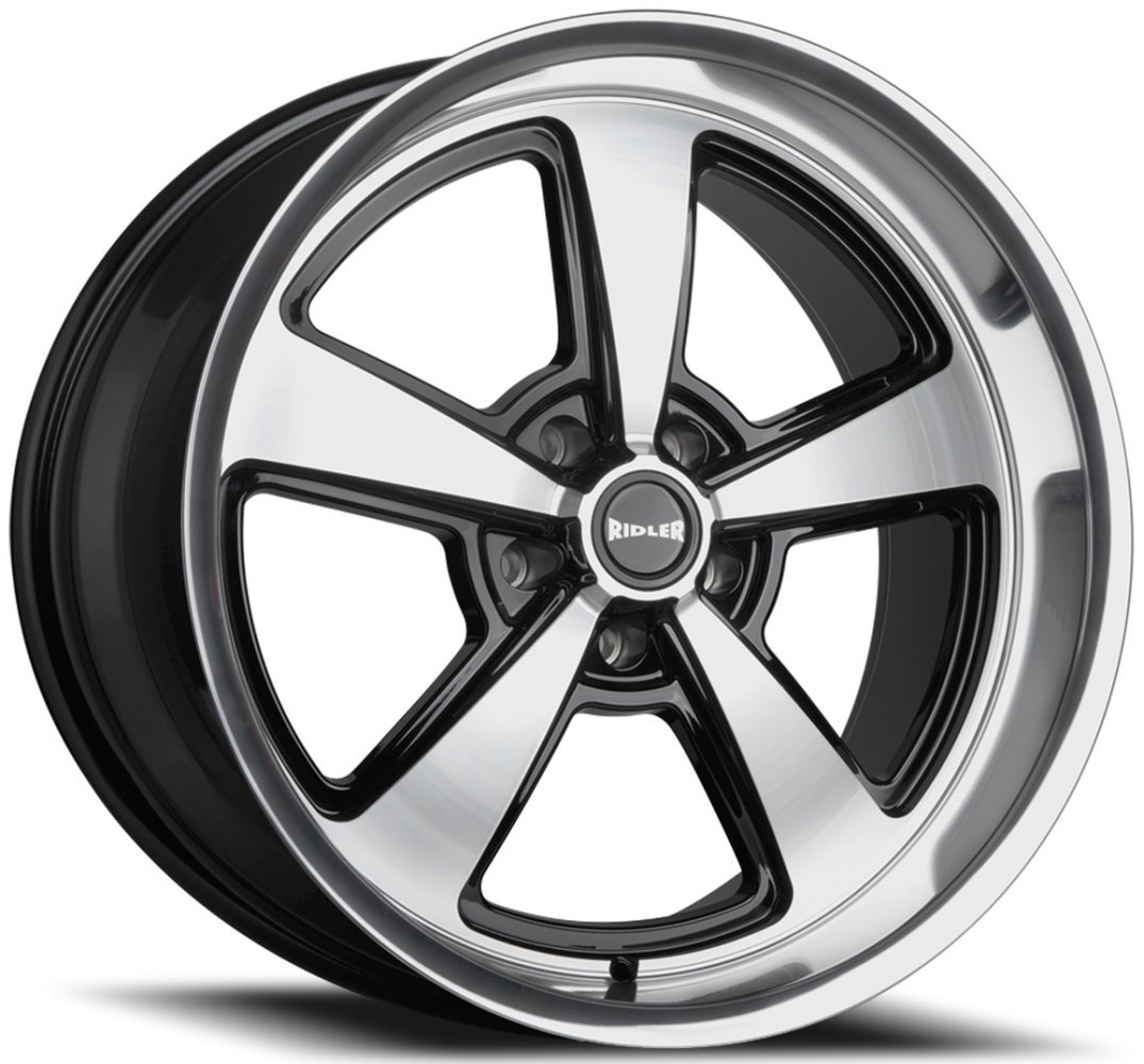 18x9.5 ridler 652 gloss black diamond cut 5x5/127 0mm Wheels