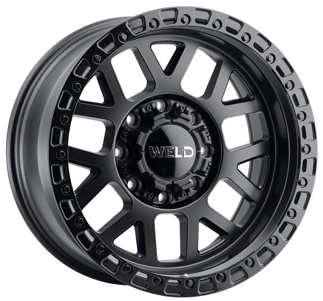 17x10 weld off-road cinch w104 satin black w/ gloss black ring