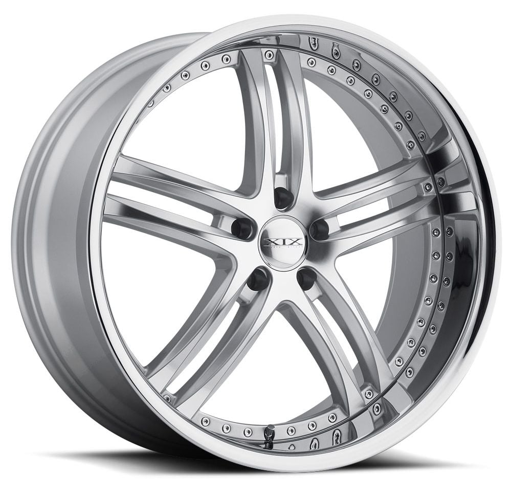 20x8.5 xix x15 silver machined w/ chrome stainless steel lip 5x4.5