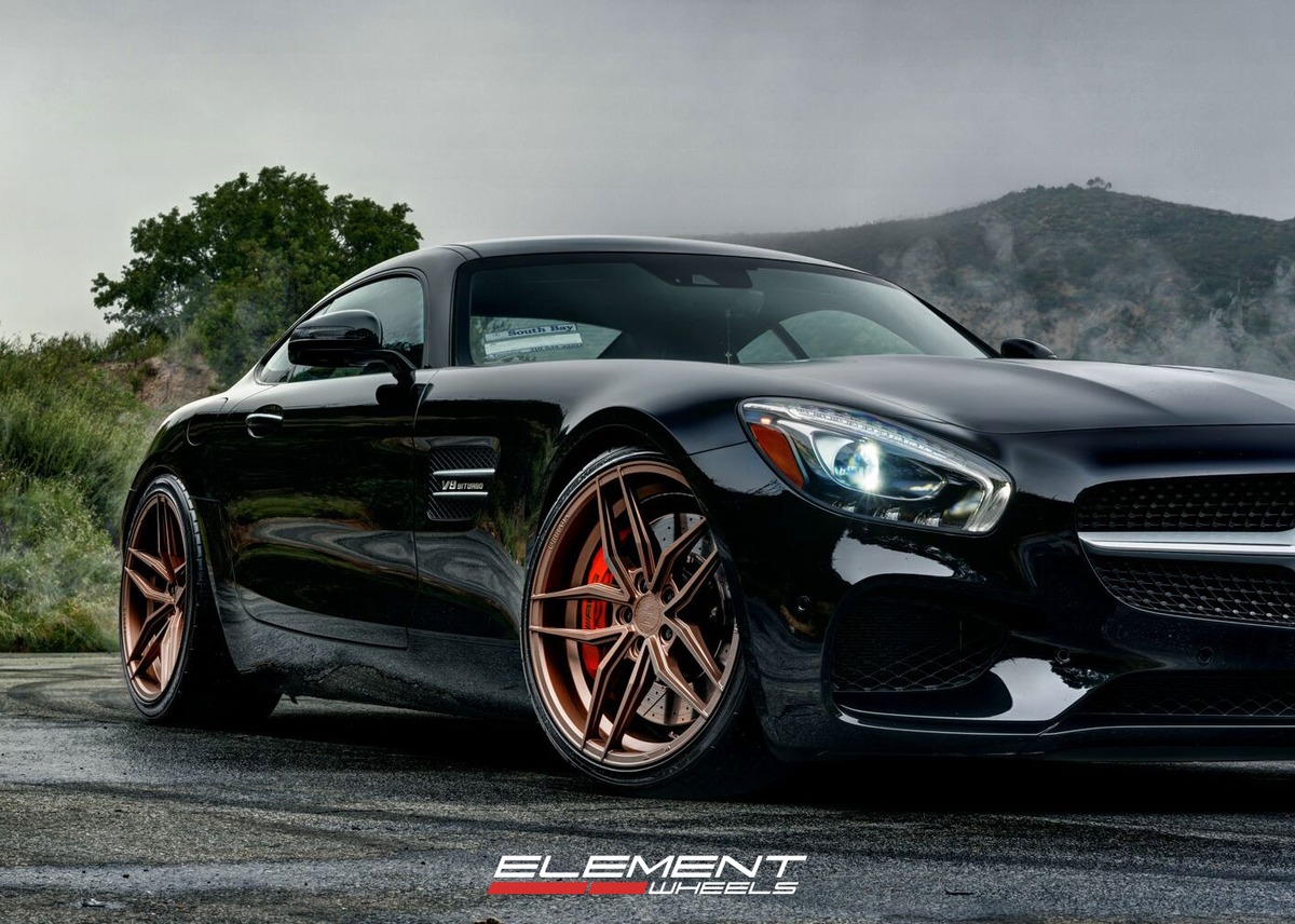20 inch staggered Ferrada Forge-8 FR5 Bronze Wheels on 2017 Mercedes AMG GTS