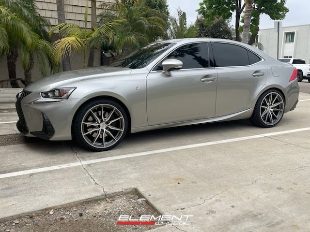 19 inch Staggered Vossen HF-3 Gloss Graphite Polished on a 2022 Lexus IS350 F-Sport