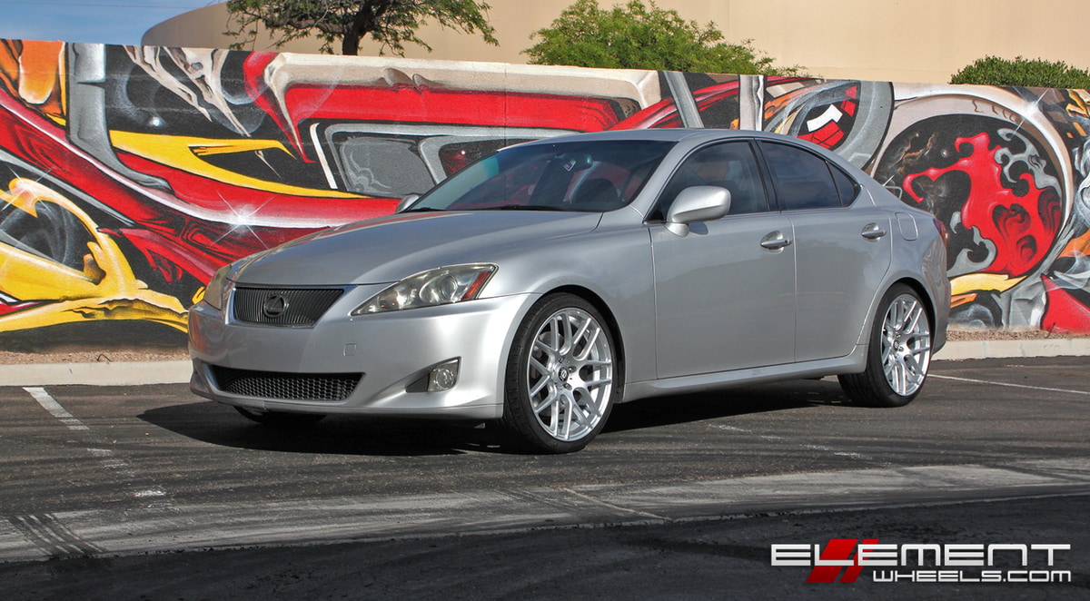 19 inch Staggered Curva Concepts C7 Gloss Silver on 2006 Lexus IS350