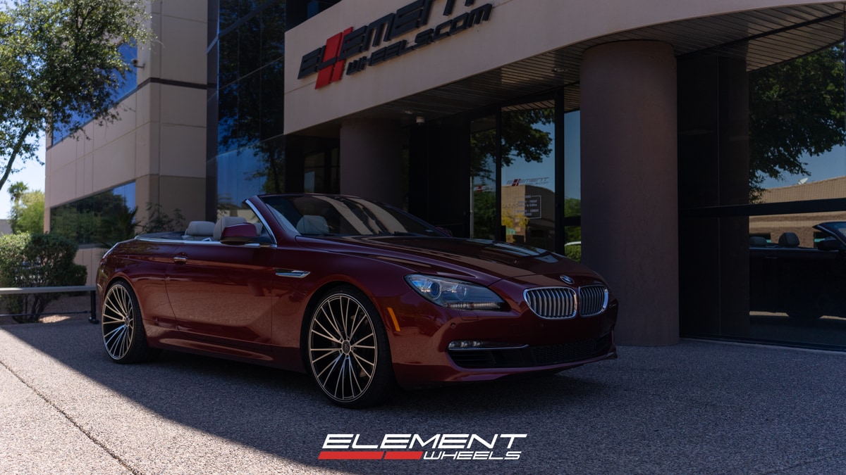 Staggered 22 Inch AXE CF2 in Gloss Black Mirror Face on a 2012 BMW 6 Series