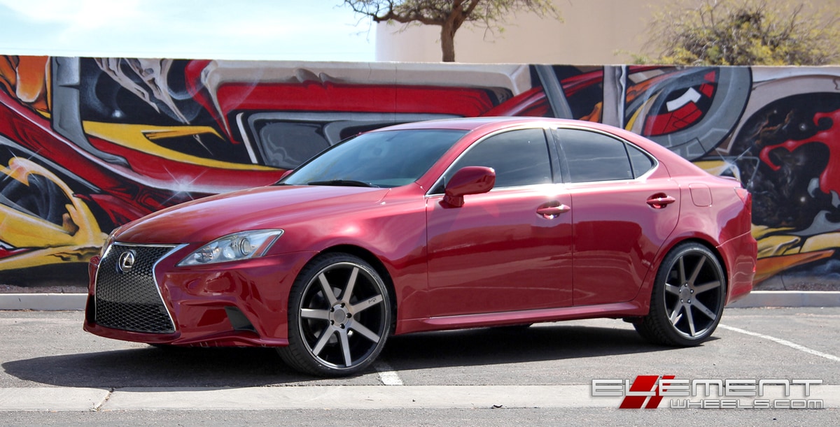 20 inch Staggered Niche Verona Black/Machined Tini on 2008 Lexus IS250 w/ Specs