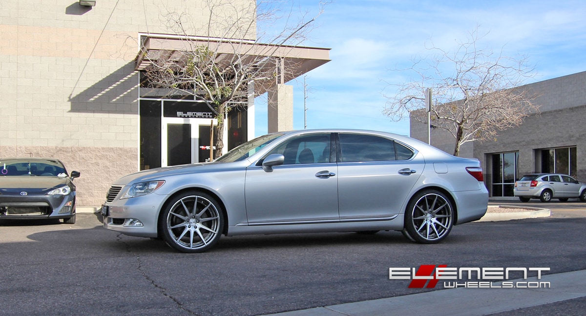22 inch Staggered Verde V20 Insignia Hypersilver Machined on 2008 Lexus LS460 w/ Specs