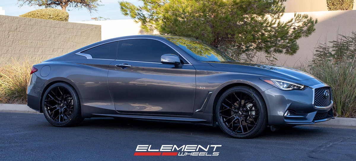 20 inch Staggered Variant Radon Gloss Piano Black on a 2018 Infiniti Q60 Base AWD