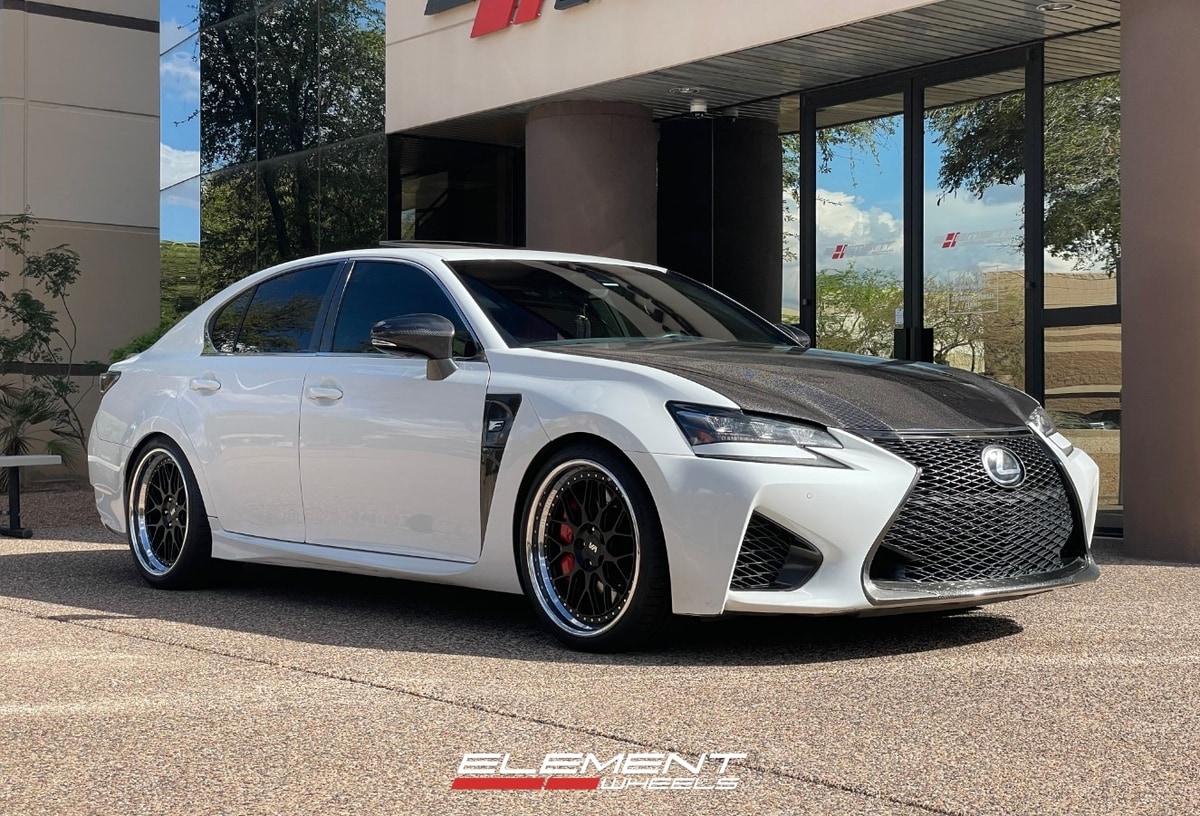 20 inch Staggered Variant SFC-3P in Satin Black on a 2016 Lexus GS-F
