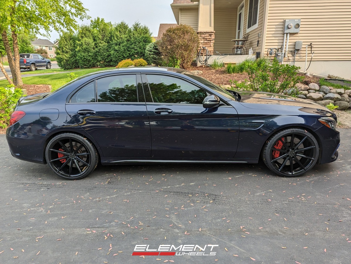 20 inch Staggered Blaque Diamond BD-11 Gloss Black on a 2016 Mercedes Benz C63 AMG