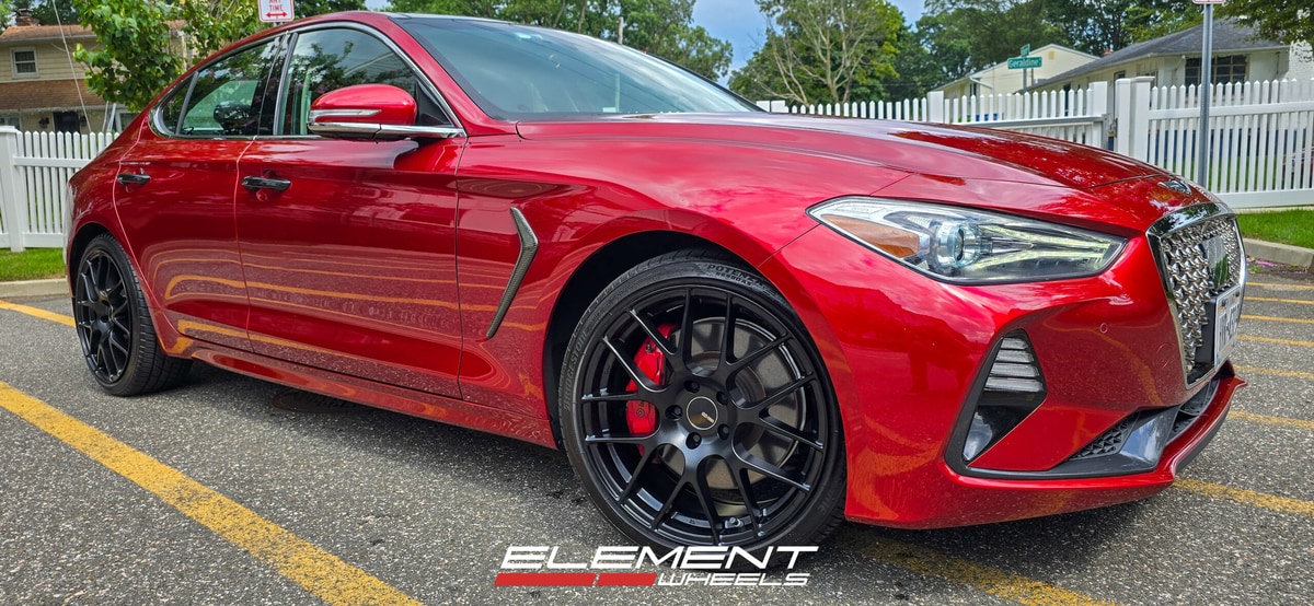 19 inch Enkei Raijin in Matte Black on a 2019 Genesis G70