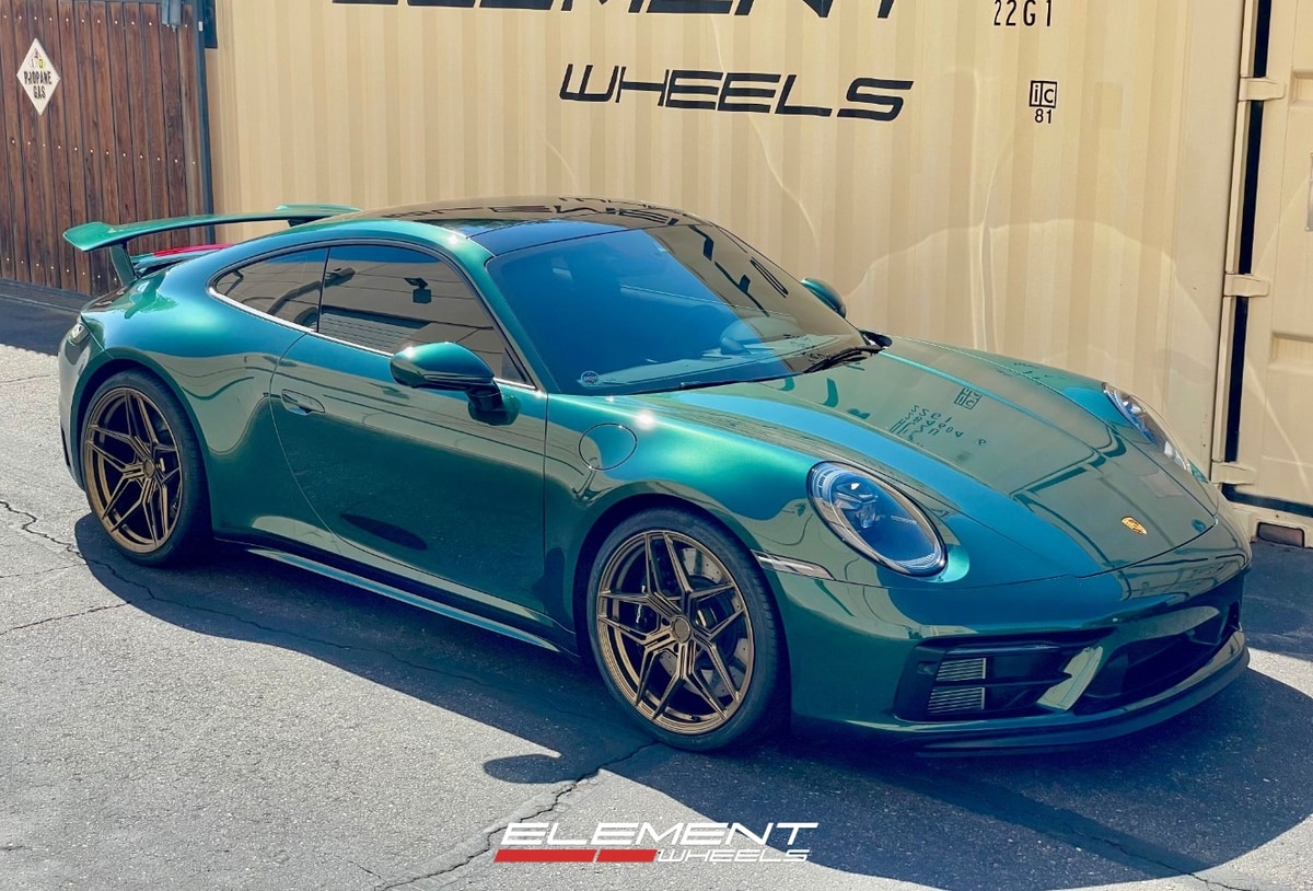 20/21 Double Staggered Variant Zeno in Satin Bronze on a 2023 Porsche 911 Carrera 992