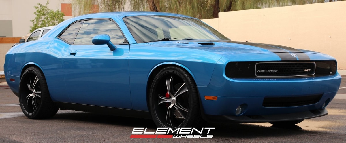 22 inch Staggered American Racing VN 805 Black Machined on 2011 Dodge Challenger SRT8 w/ Specs
