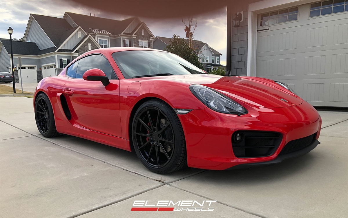 20 inch Staggered Variant Argon Gloss Piano Black on a 2016 Porsche Cayman
