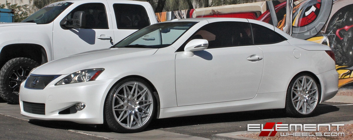 19x8.5 Klutch KM20 Silver/Machined on a 10 Lexus IS250C w/ Specs