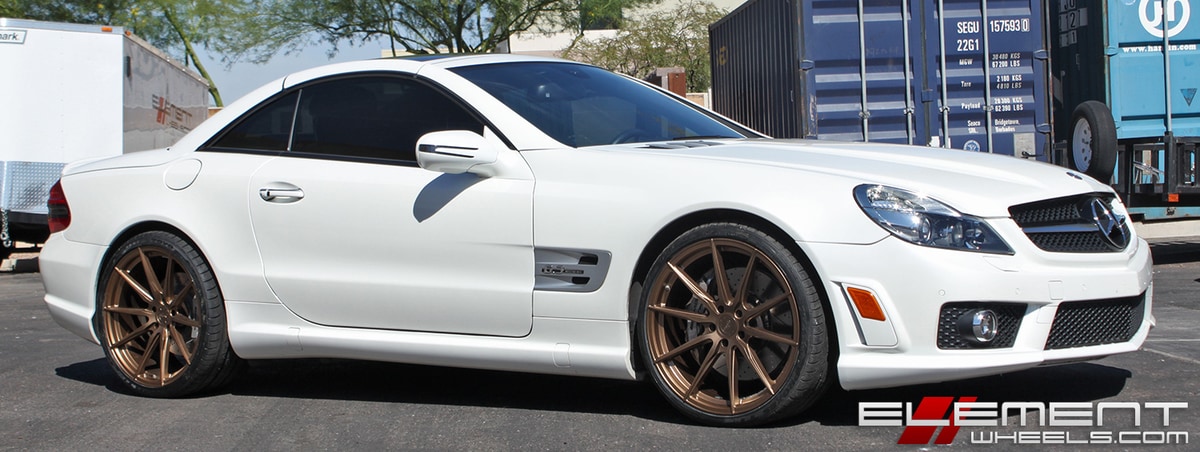 20 inch Staggered Vertini RF1.1 Matte Bronze on a 11 Mercedes SL63 w/ Specs
