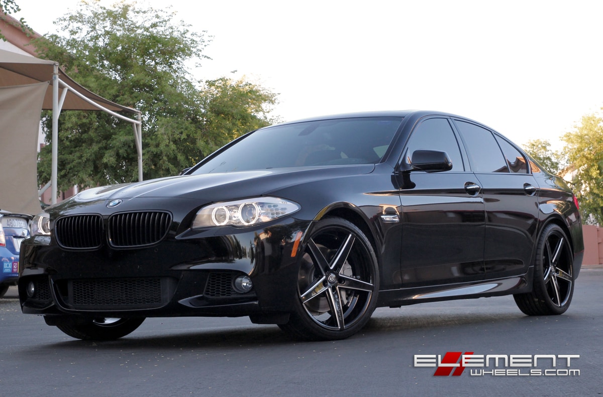 20 inch Lexani R04 Black/Milled on 2012 BMW 5 Series 550i w/ Specs