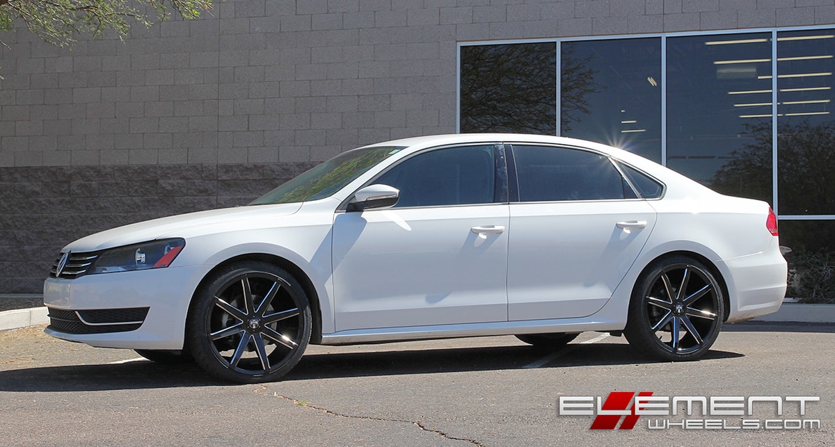 20 inch DUB Push Gloss Black/Milled Accents on 2012 VW Passat w/ Specs