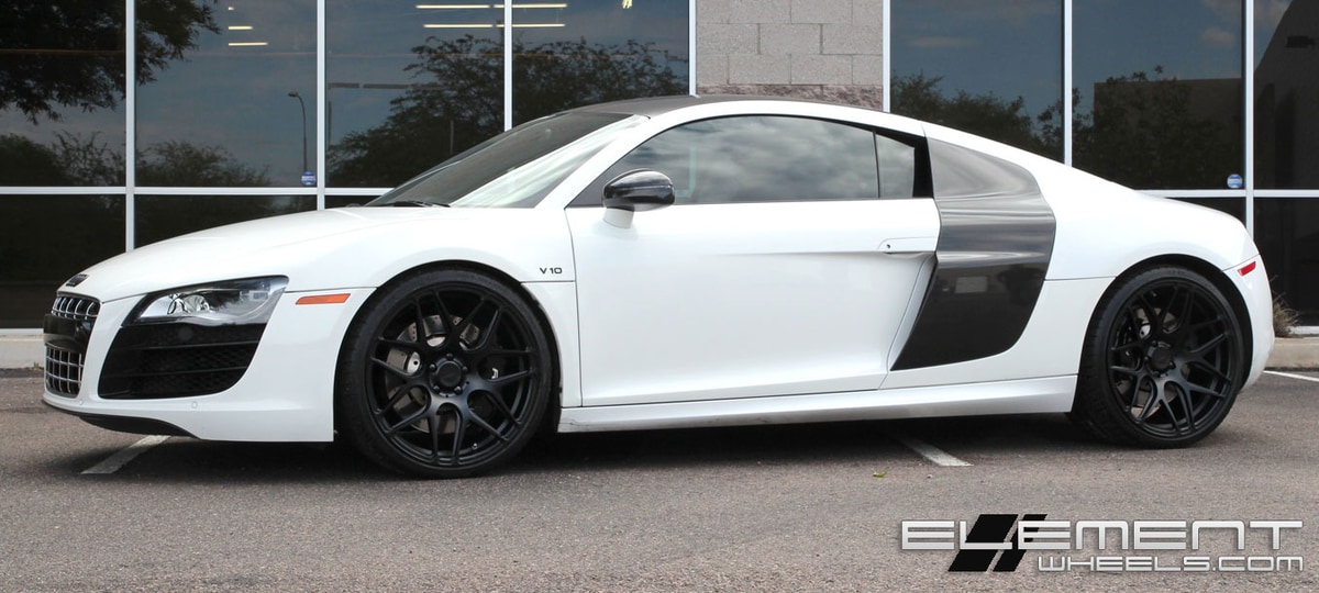 20 inch Staggered MRR FS01 Matte Black Wheels on 2013 Audi R8 w/ Specs