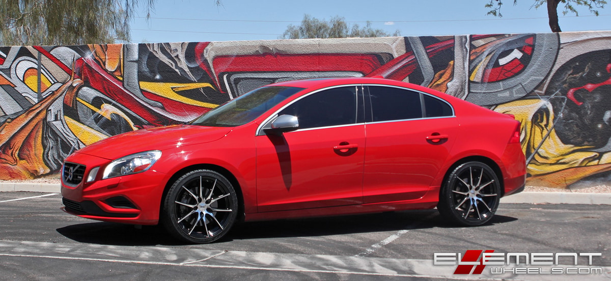 19x8.5 TSW Sprint Gloss Black w/ Mirror Cut Face on a 2013 Volvo S60 w/ Specs