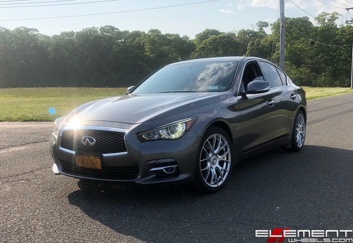 19x8.5 Avant Garde M410 Hyper Silver on a 2014 Infiniti Q50 Sedan w/ Specs