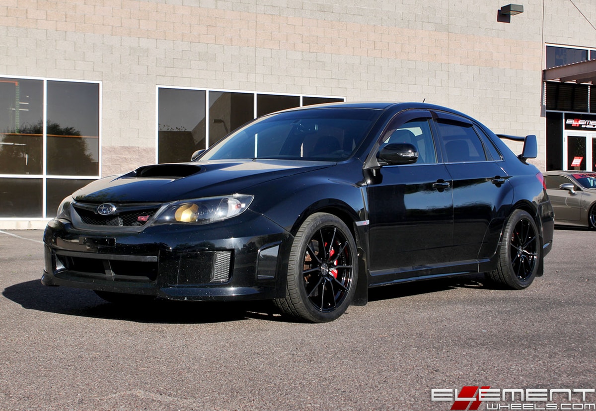18x8 Vertini RF1.2 Gloss Black Brush Tint on a 2014 Subaru WRX STI w/ Specs